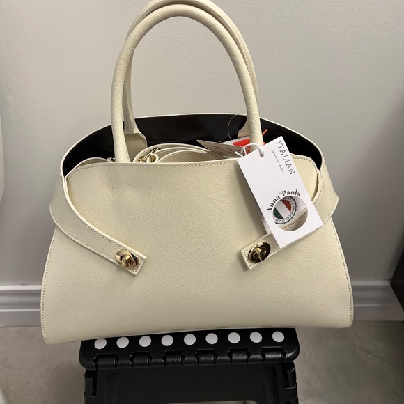 Anna Paola cream large leather bag made in Italy - Picture 3 of 3